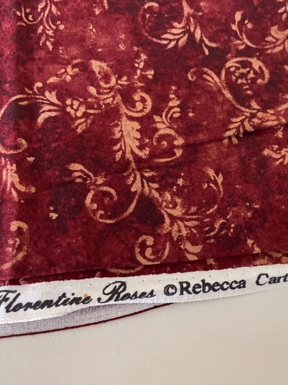 One Half Yard Florentine Roses by Rebecca Carter for SSI Floral Cotton Fabric